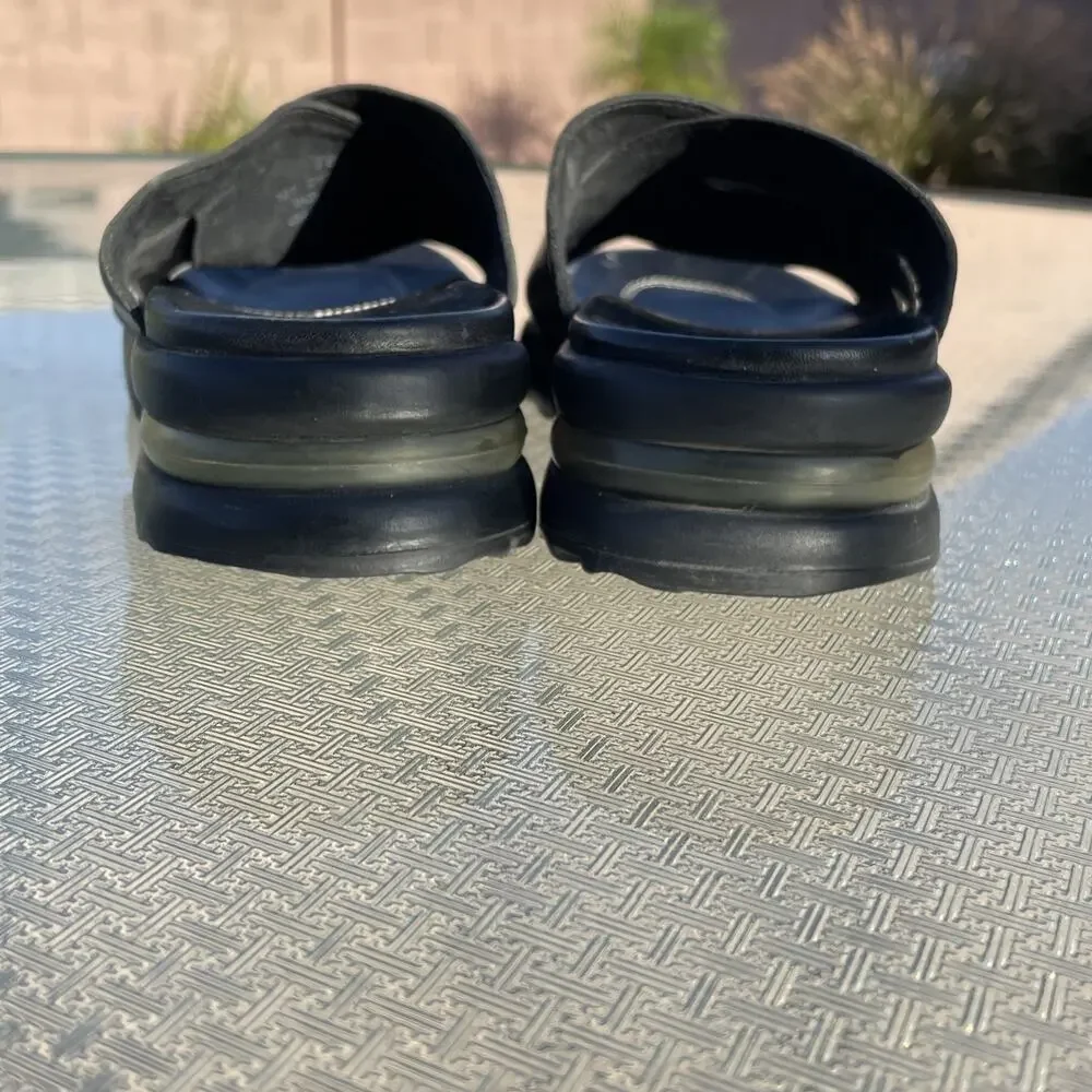 Women's 7 B Cole Haan Country Air Bria Black Leather Sandals Slide Wedge